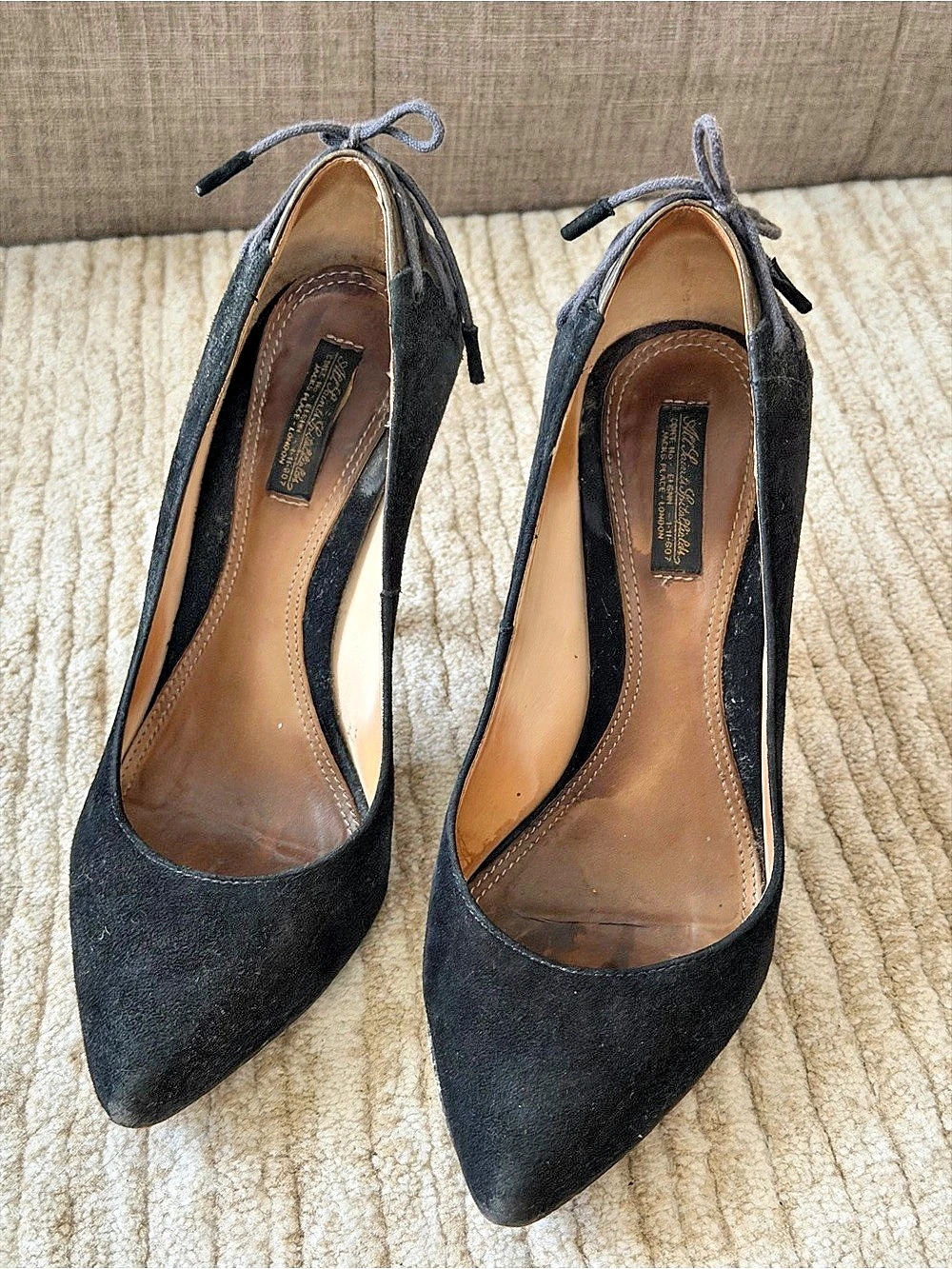 All saints Pointed Toe Lace-Up suede Heels in Black SZ 37